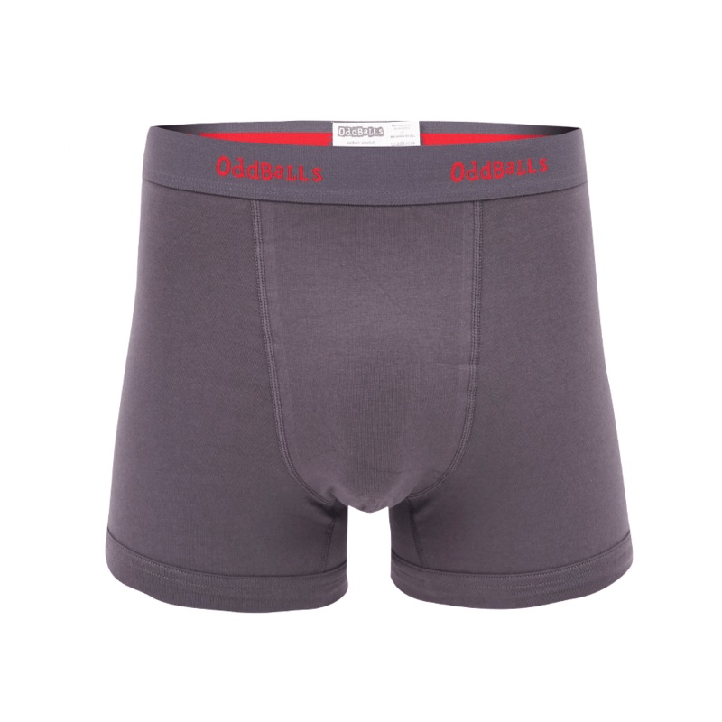 Charcoal & Red - Mens Cotton Boxer Shorts