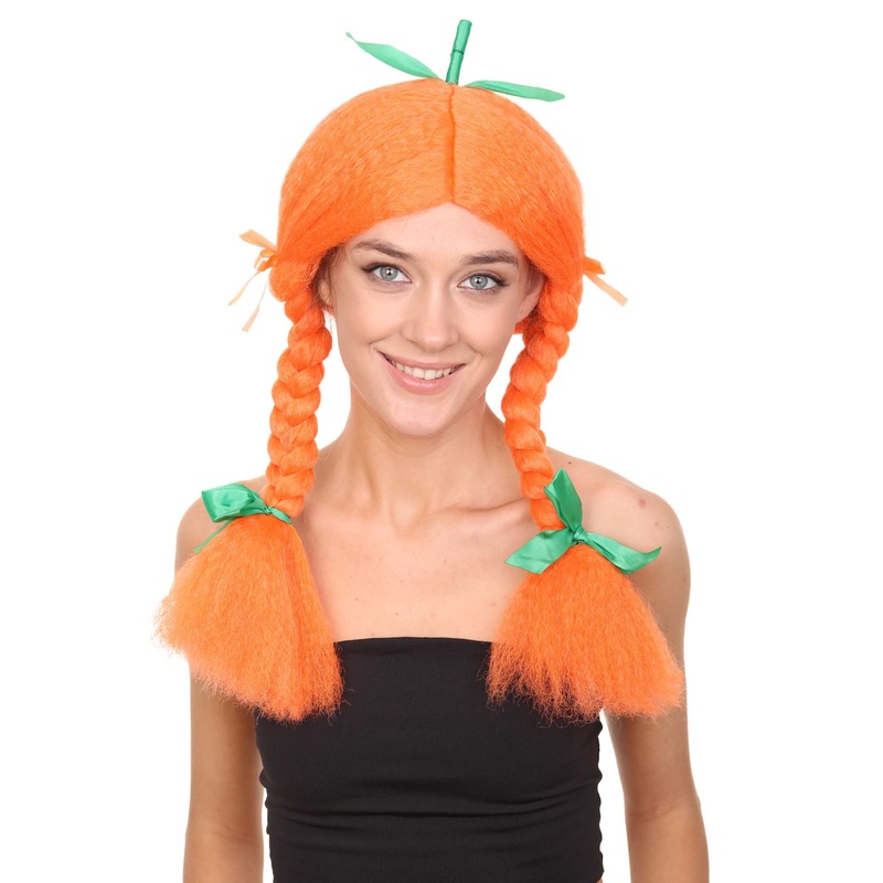 Womens Orange Pumpkin Braided Wig | Perfect for Halloween | Premium Breathable Capless Cap