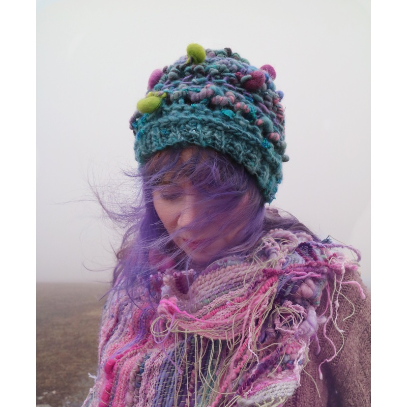 Blue chunky knitted hat