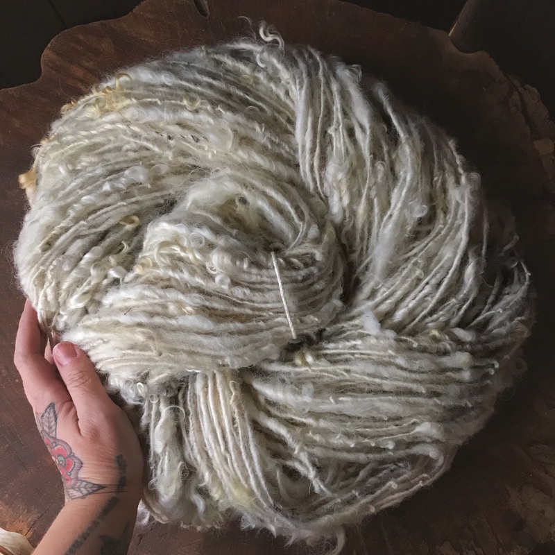 Natural white textured wool yarn 100 grams 46 yards skein