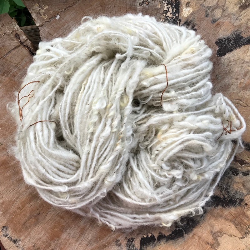 Natural white textured wool yarn 100 grams skein