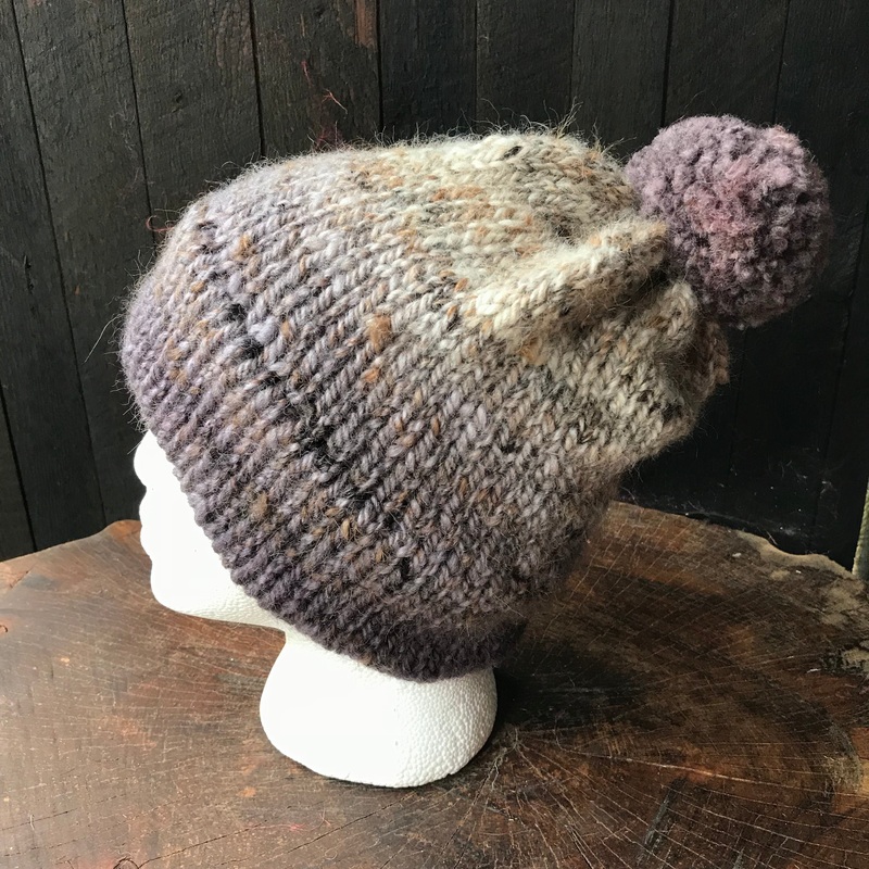 Beige and grey beanie 95% wool 5% alpaca One size