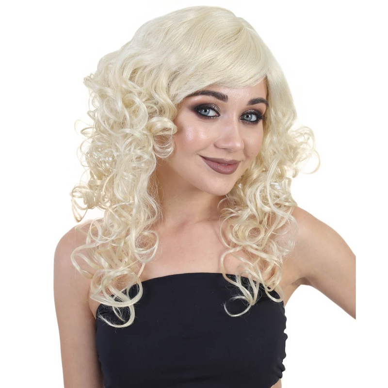 Blonde Curly Long Womens Wig | Glamour Fashion Halloween Wig | Premium Breathable Capless Cap