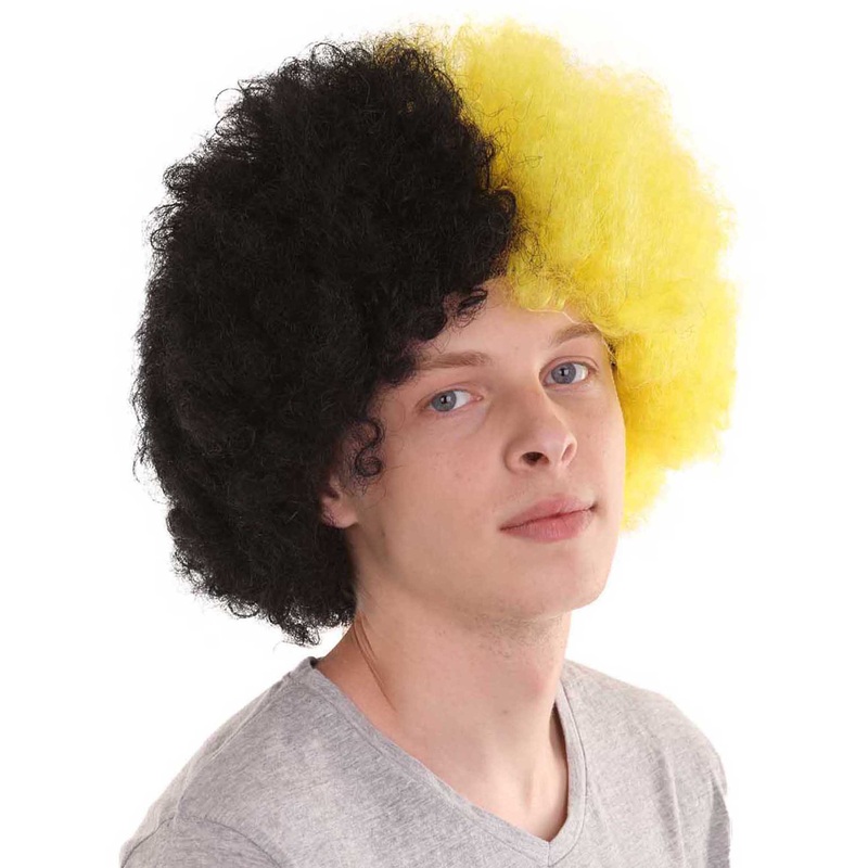 Borussia Dortmund Afro Wig | Black Yellow Halloween Wig