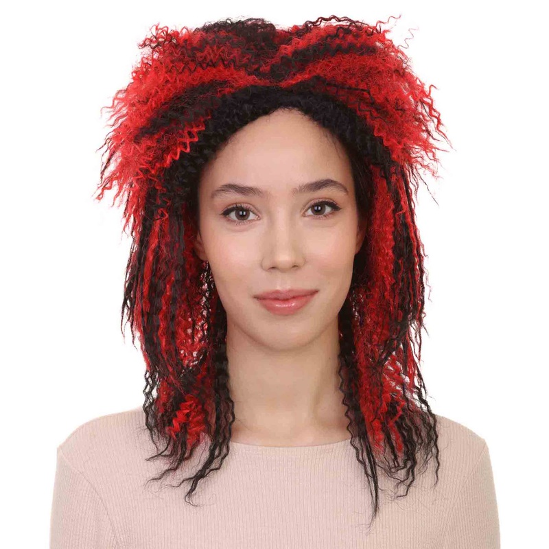 Diabolist Black and Red Style Wig | Super Curly Character Cosplay Halloween Wig | Premium Breathable Capless Cap