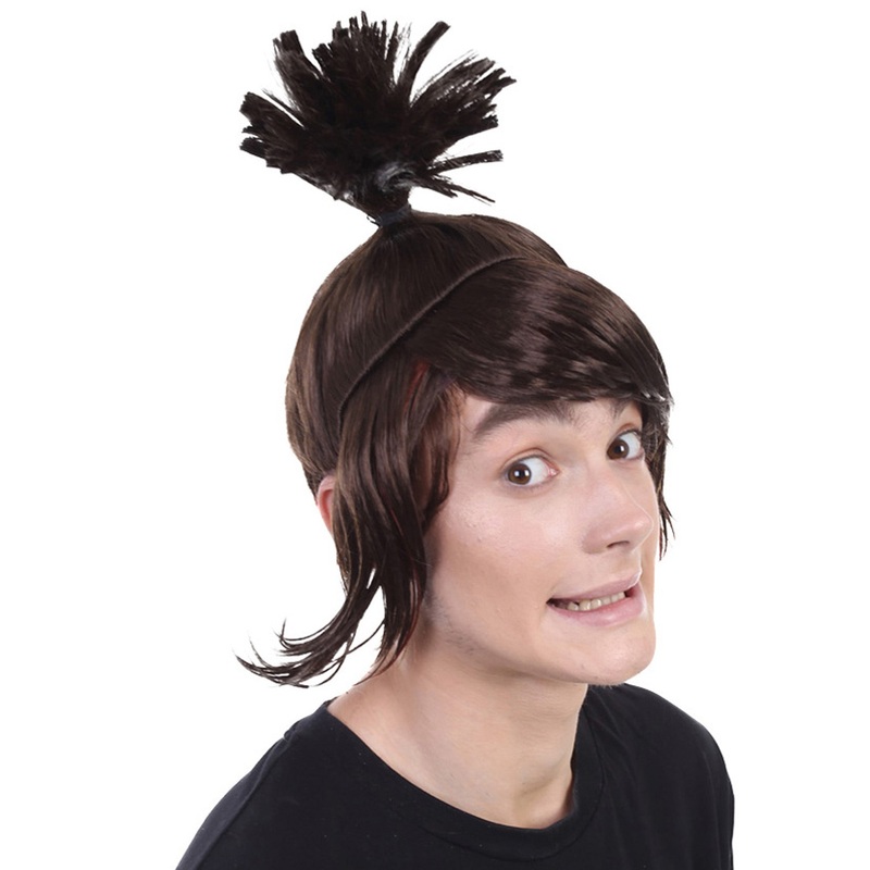 Adult Topknot Brown Ninja Wig | Fun Hair for Halloween, Cosplay & Theme Parties | Capless Cap Design