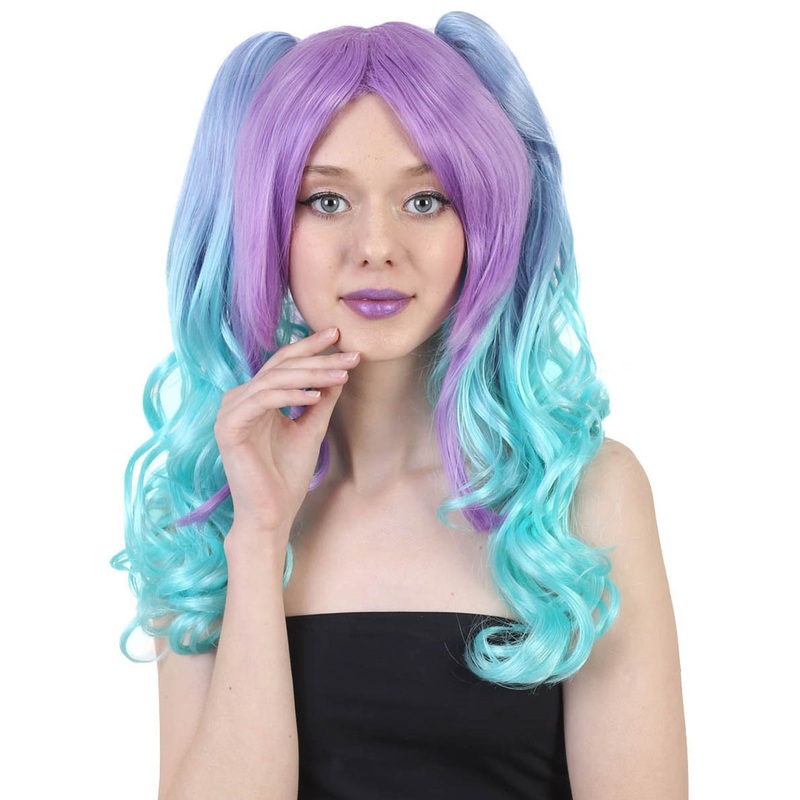Allure Wavy Purple Blue Womens Wig | Halloween Wig | Premium Breathable Capless Cap