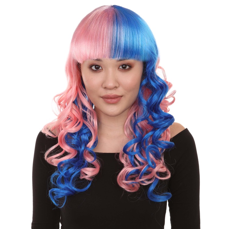 B & W Wig | Pink Sky Curly Halloween Wig | Premium Breathable Capless Cap