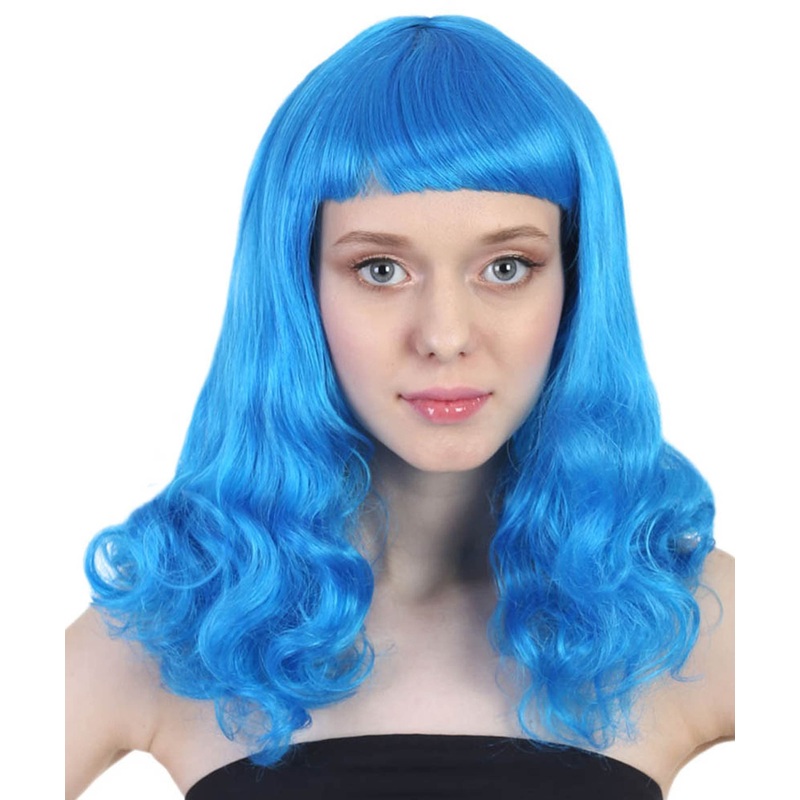 Blue Angel Womens Wig | Long Curly Fashion Halloween Wig | Premium Breathable Capless Cap