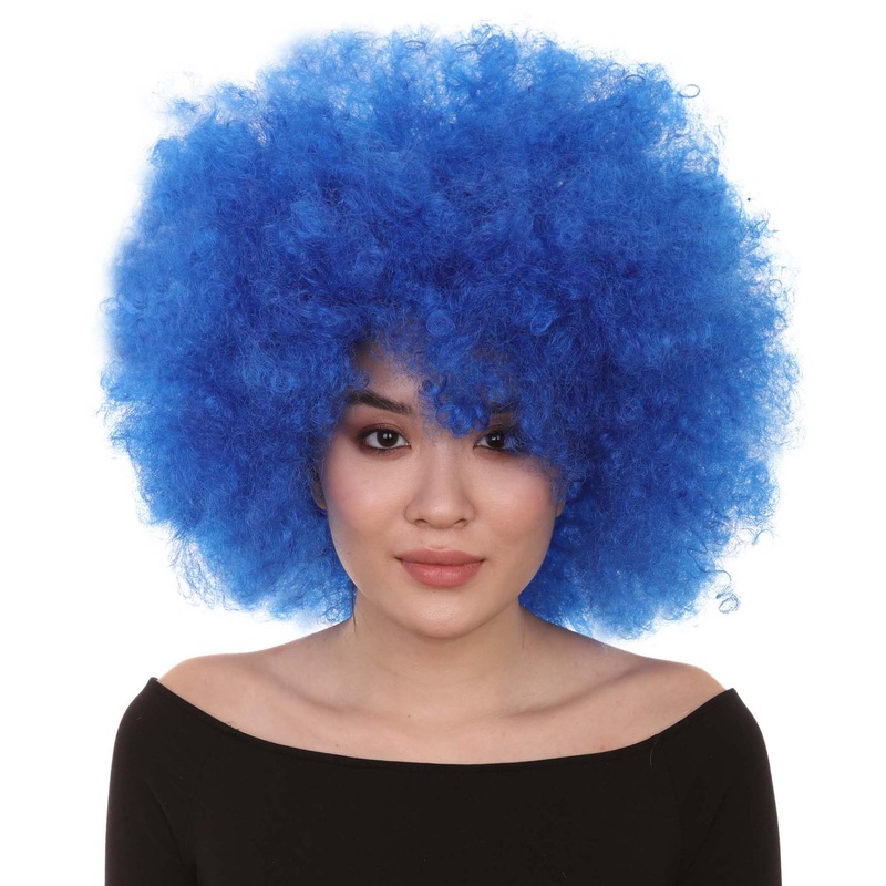 Bubble Lucy Womens Wig | Afro Jumbo Blue Cosplay Halloween Wig | Premium Breathable Capless Cap