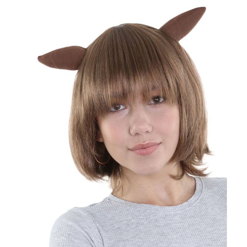 Deer Angel Womens Wig | Brown Halloween Wig Ears | Premium Breathable Capless Cap