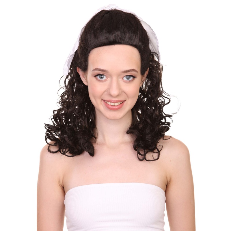 60's Homemaker Womens Wig with Headband | Black Vintage Wig | Premium Breathable Capless Cap