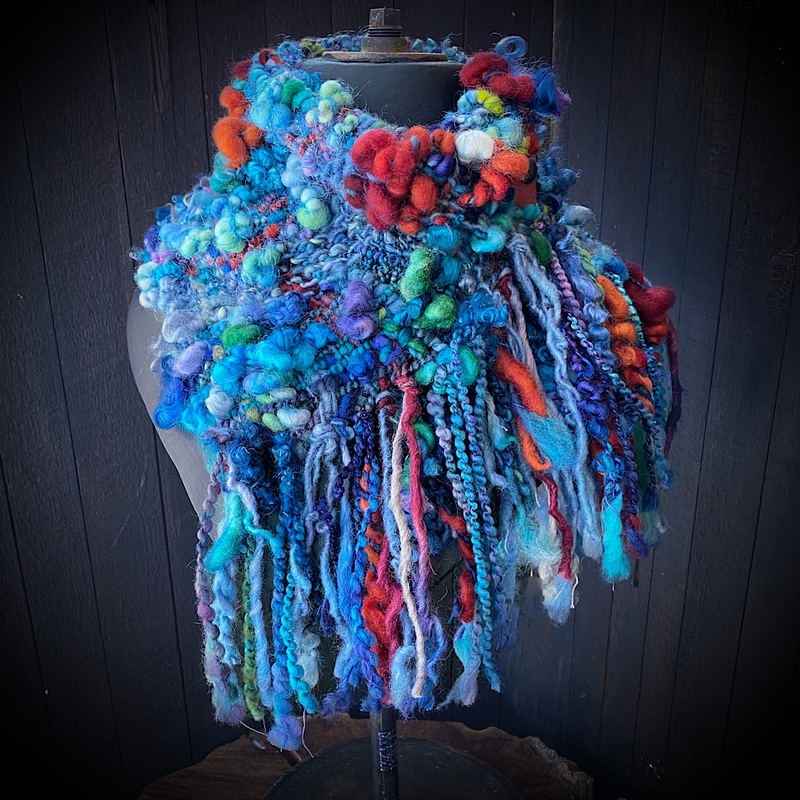 Blue woven cowl