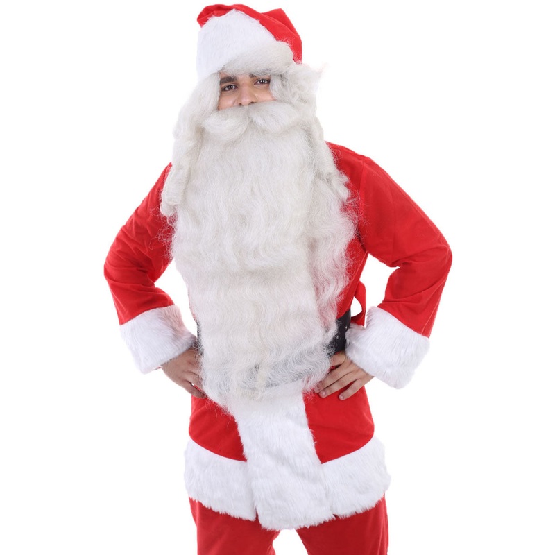 Xmas Party Super Santa Claus Christmas Bundle| Wig and Beard Sets | Premium Breathable Capless Cap