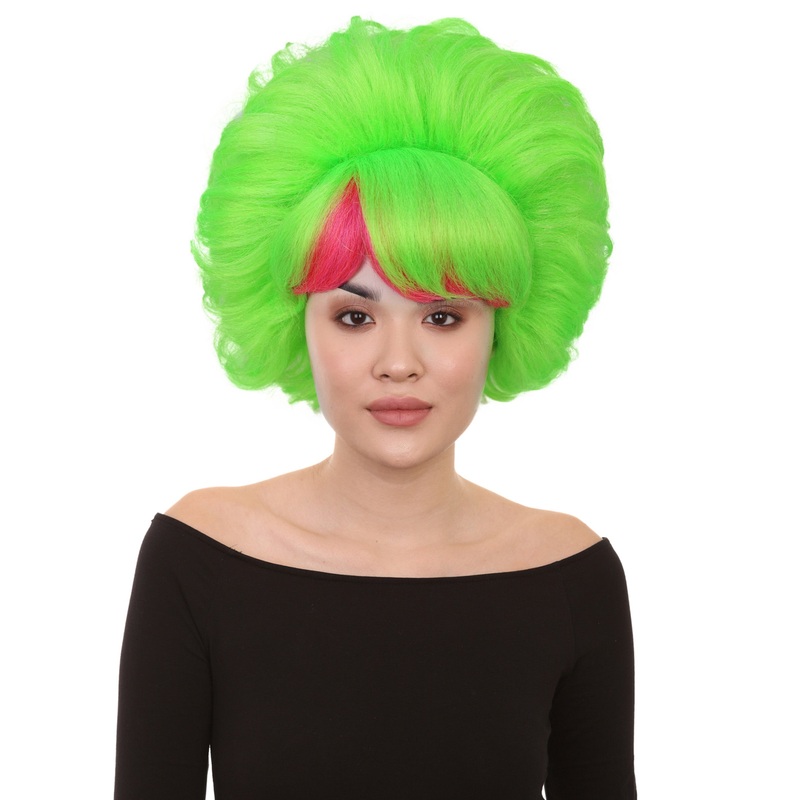 80s Pop Neon and Pink Wig for Women | Short Flip Rave Punk Hair | Retro Halloween Party Accessory