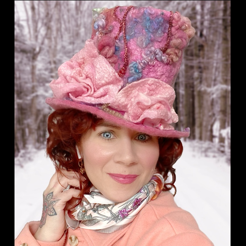 Vintage rose 2 Felted top hat