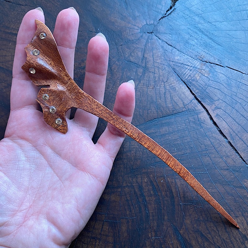 Butterfly wing mahogany shawl pin