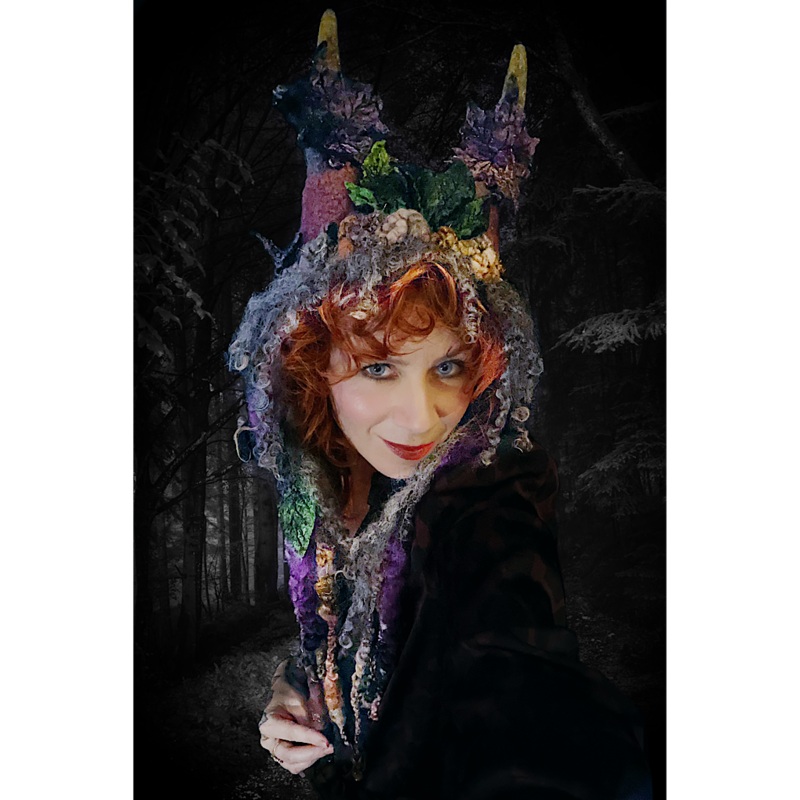 Forest spirit 2 - Fairy felted hood