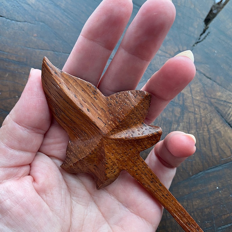 Leaf Exotic wood shawl pin
