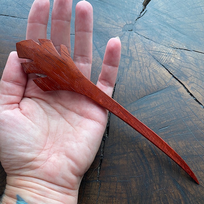 Leaf padouk shawl pin