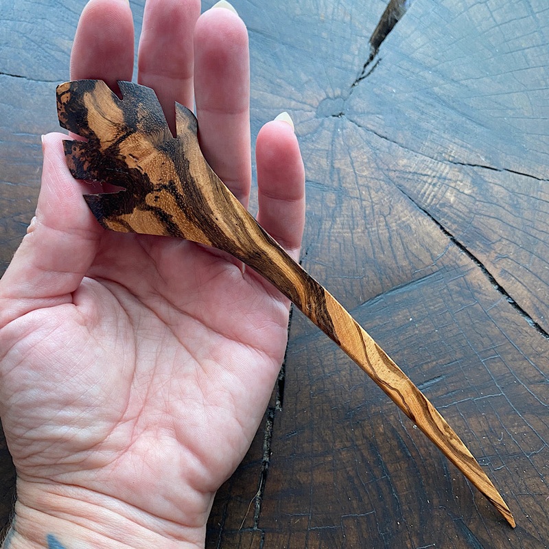 Leaf Zebrawood shawl pin