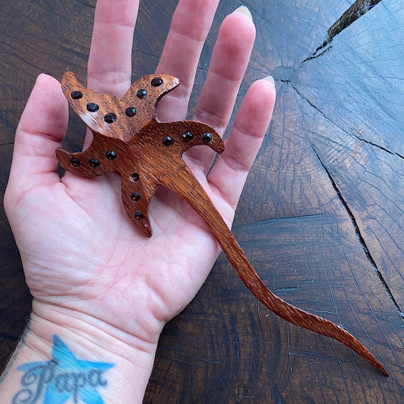 Star Exotic wood shawl pin