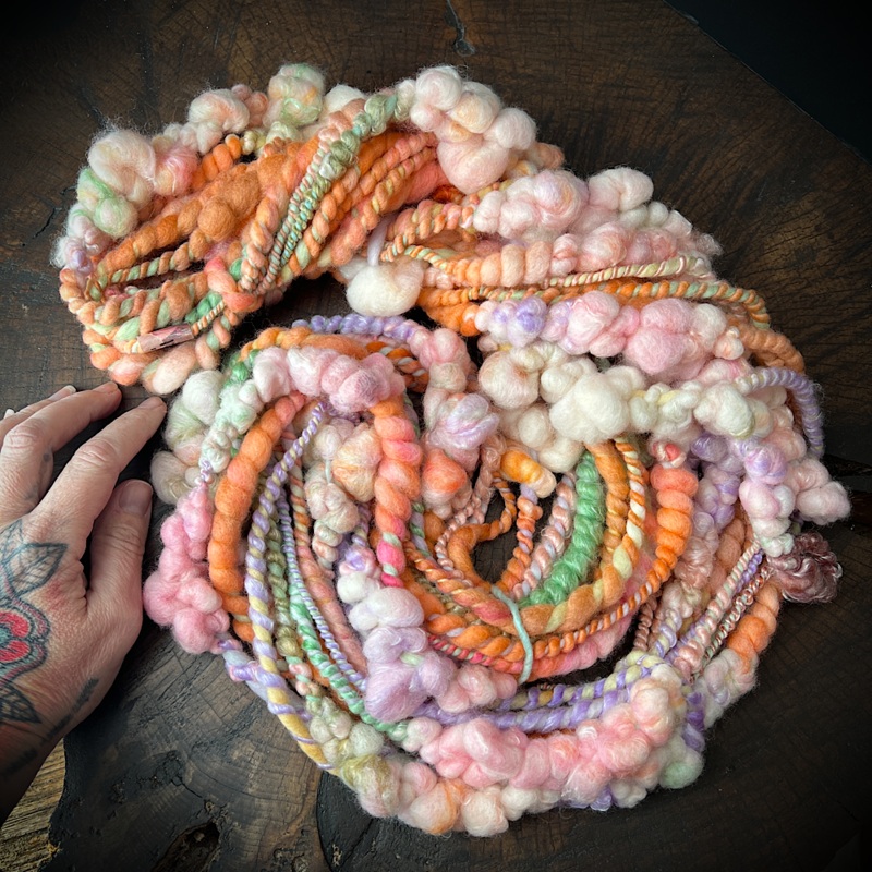 Peach fluff art yarn|115 grams or 4 oz|90 grams or 3.1 oz|125 grams or 4.4 oz