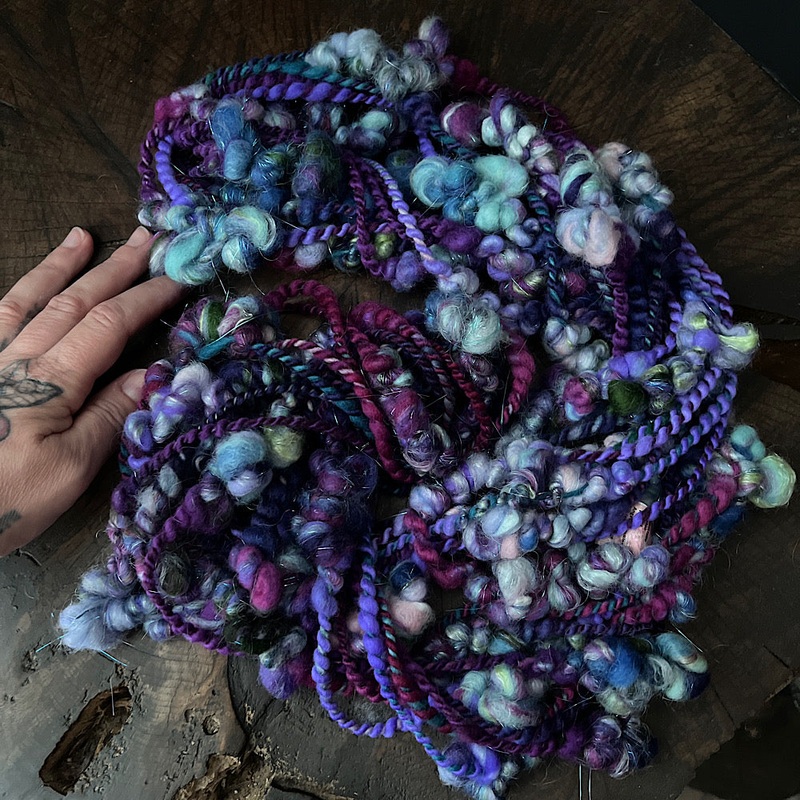 Violet and Daisies art yarn|75 grams or 2.6 oz