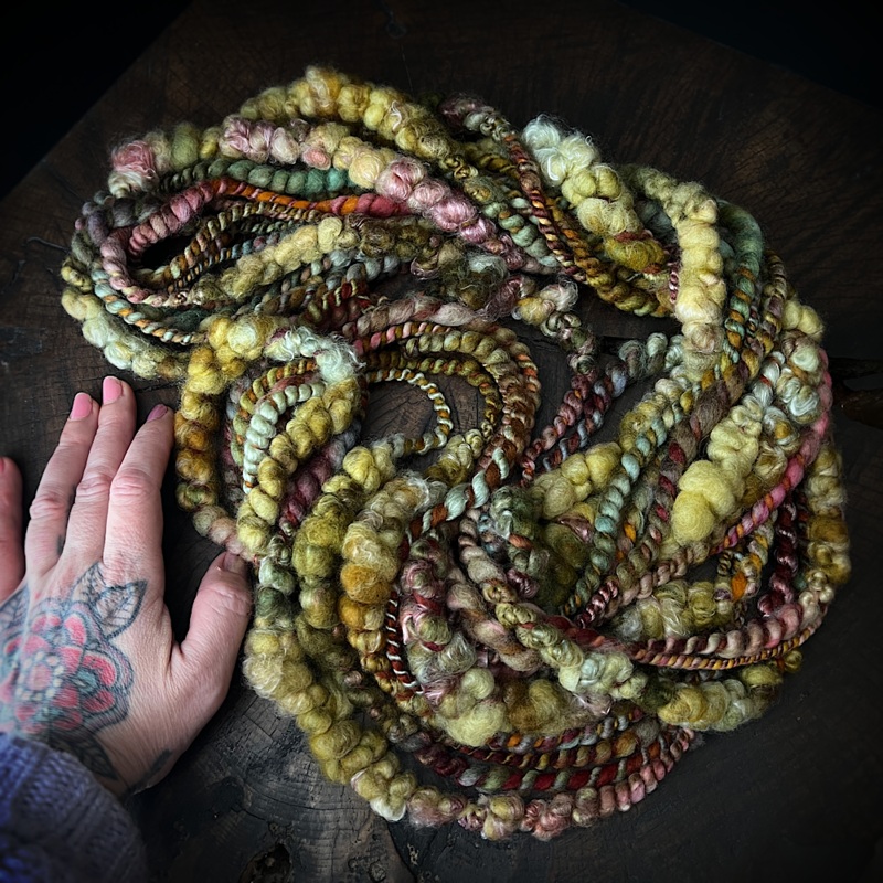 Woodland ferns art yarn|105 grams or 3.7 oz|90 grams or 3.1 oz|155 grams or 5.4 oz