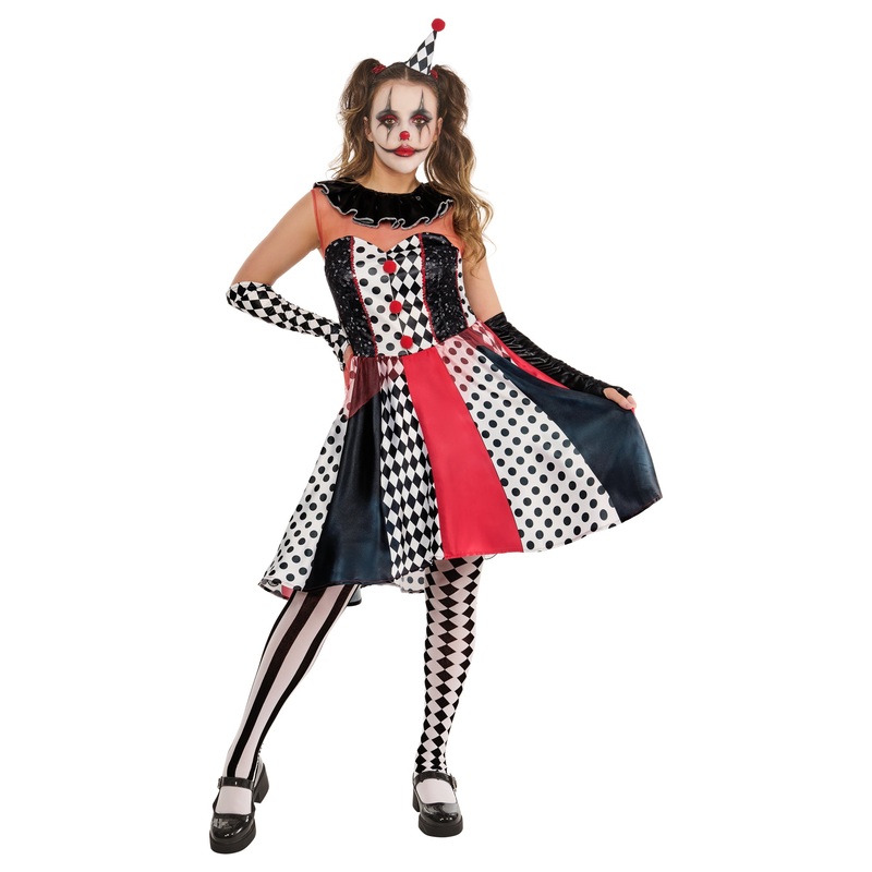 Adult Monochrome Clown Dress|Medium|Small|X-Small