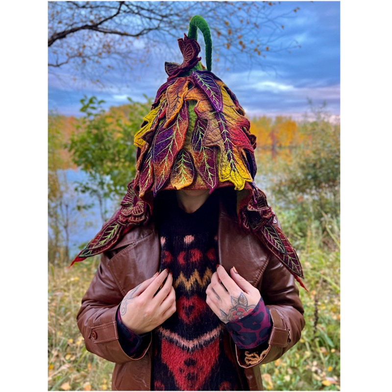 Fall Fairy felted Hood