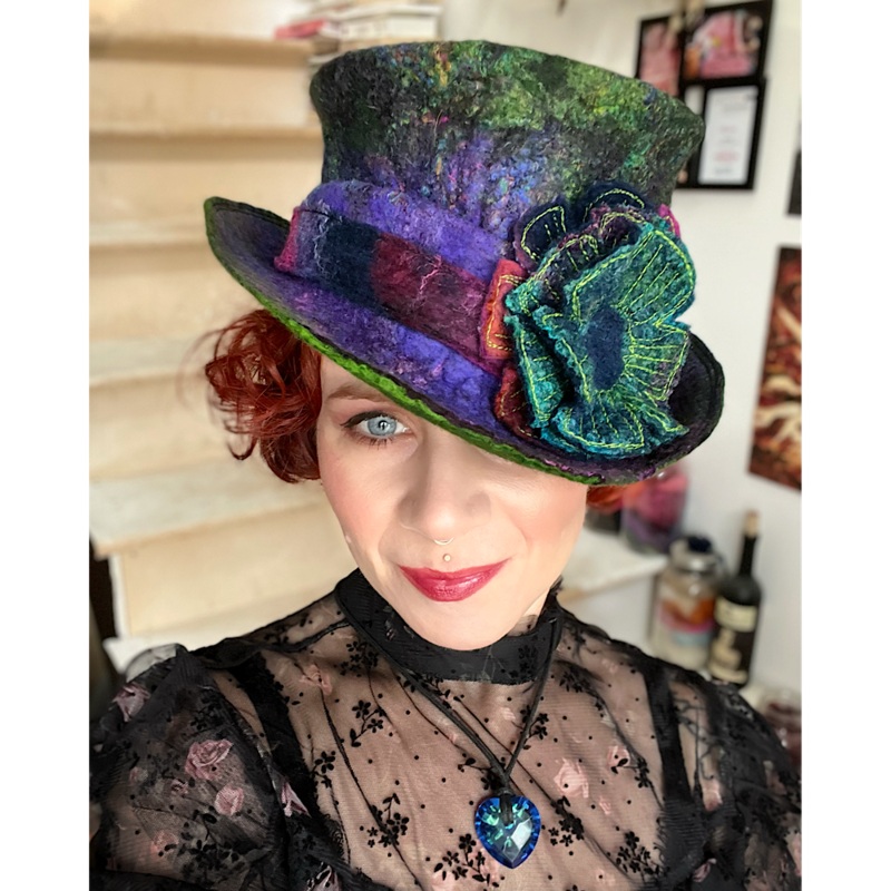 Felted top hat with flower - 23