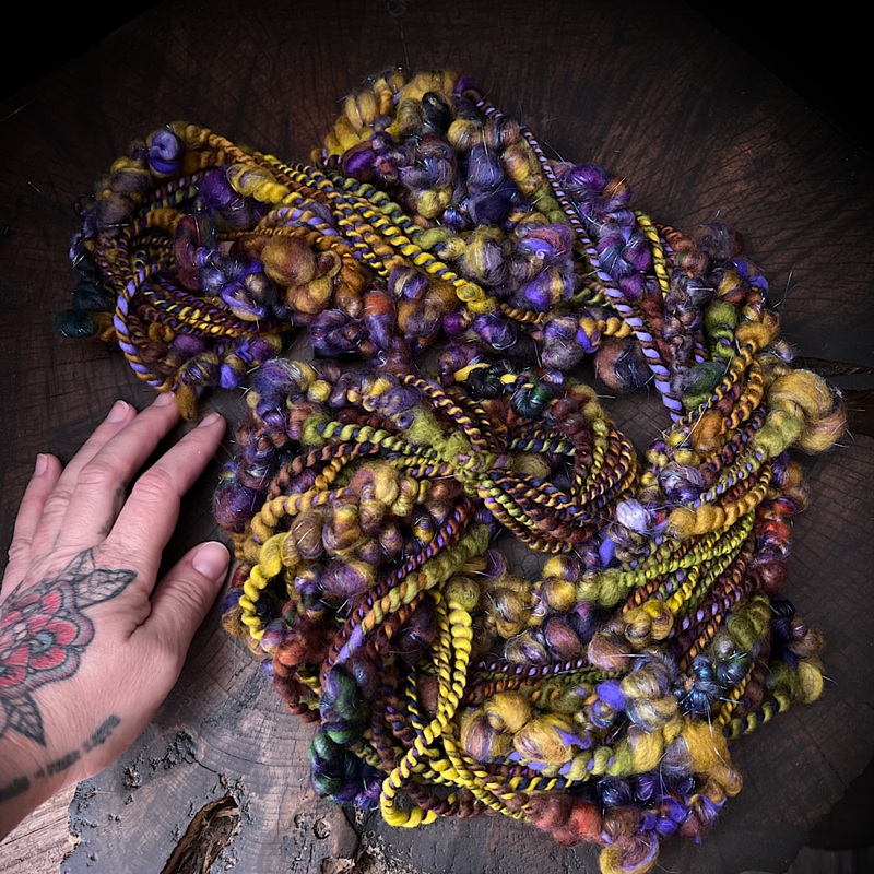 Honey and licorice art yarn|110 grams or 3.8 oz|100 grams or 3.5 oz