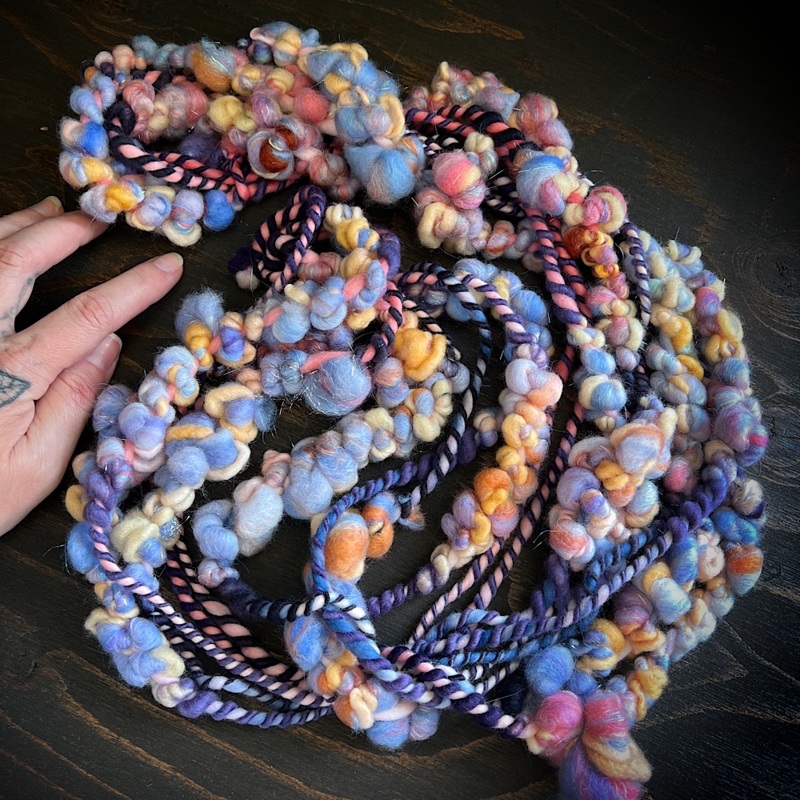 Wild pansies weaving art yarn|80 grams or 2.8 oz|65 grams or 2.3 oz|55 grams or 1.9 oz