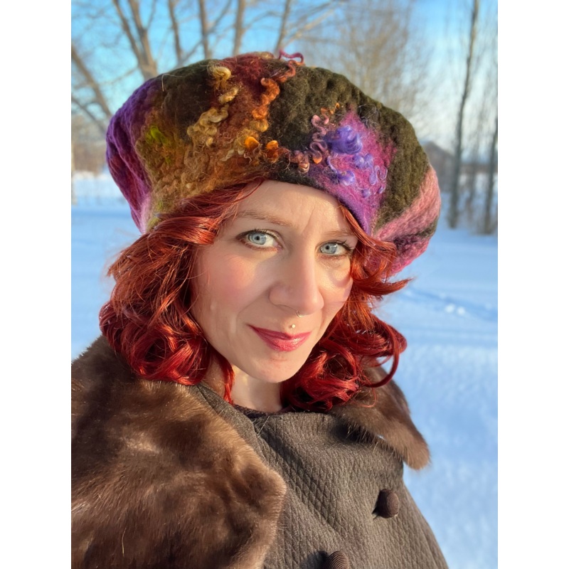 Felted beret size 23 medium