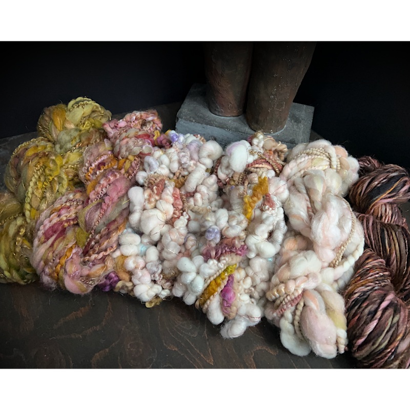 Golden Rose Scarf weaving art yarn assortment