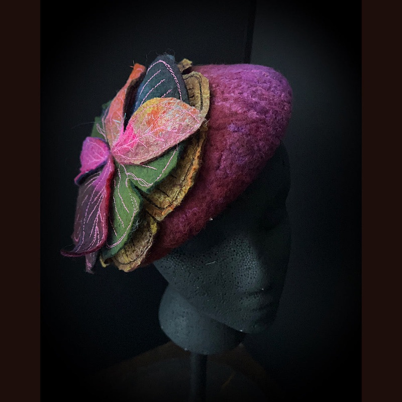 Felted pillbox hat beret size small medium