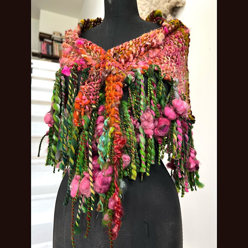 Sunset Rose / Woven Shawl / 66 X 30