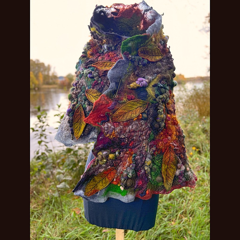 Appalachian trail felted shawl 56 X 22