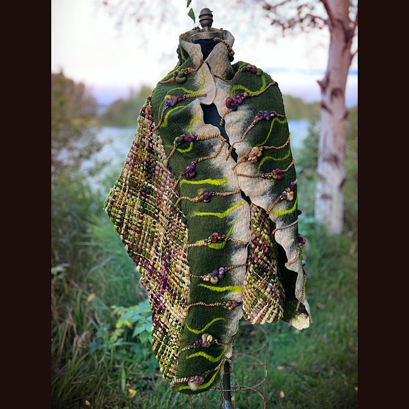 Felted and woven Shawl 82 X 21