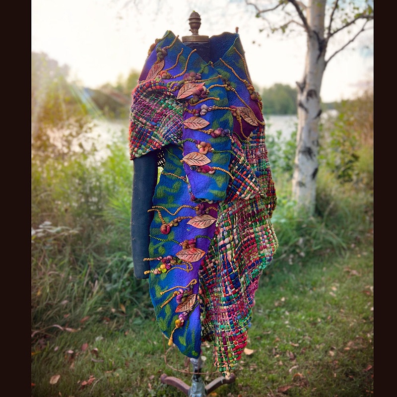 Felted and woven Shawl 84 X 23