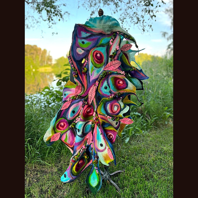 Large Felted Shawl 70 X 28