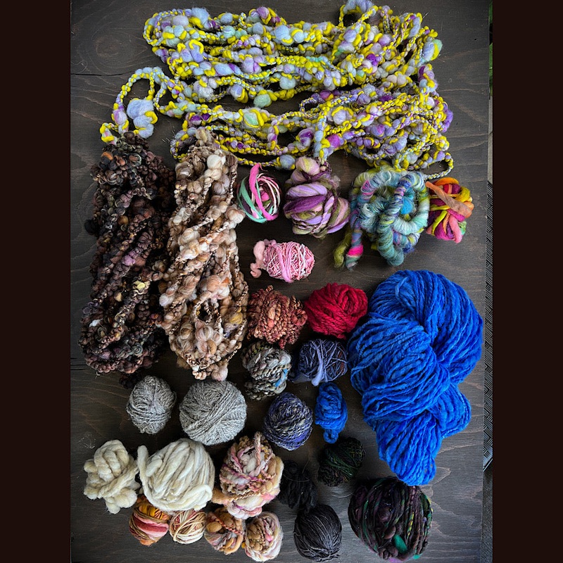 LARGE Lot of various hand spun art yarns 1.6 pound