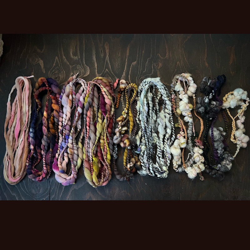 Lot of art yarns for weaving 4.6 OZ