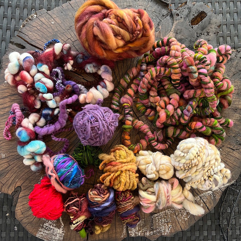 Lot of various hand spun art yarns 8.8 oz