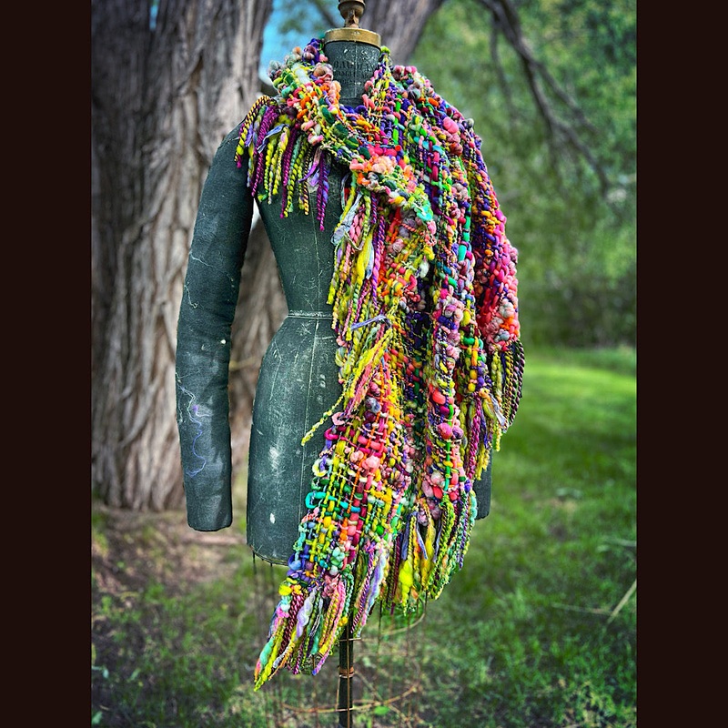 Rainbow warrior Woven shawl 82 X 36 1 pound