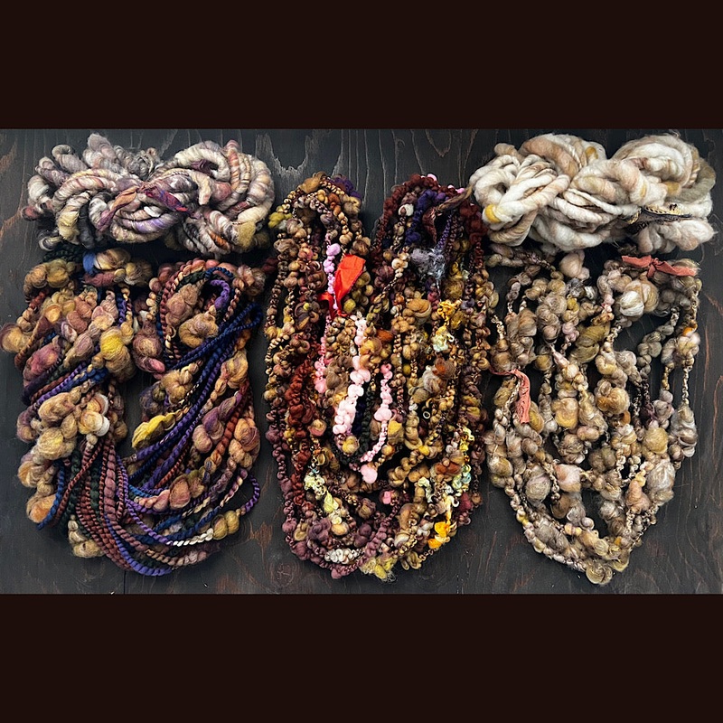 Very Large lot of 5 skeins of art yarn for weaving  14.7 oz