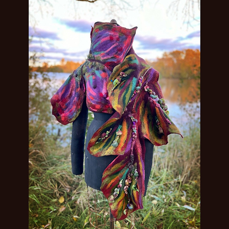 Wild Rose Felted Scarf 70 x 25