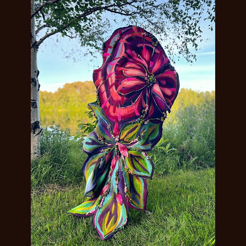 Wild Roses Large Felted Shawl 75 X 38