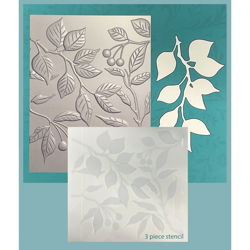 *BUNDLE- Serene Branches 3D Embossing Folder, Die and Stencil